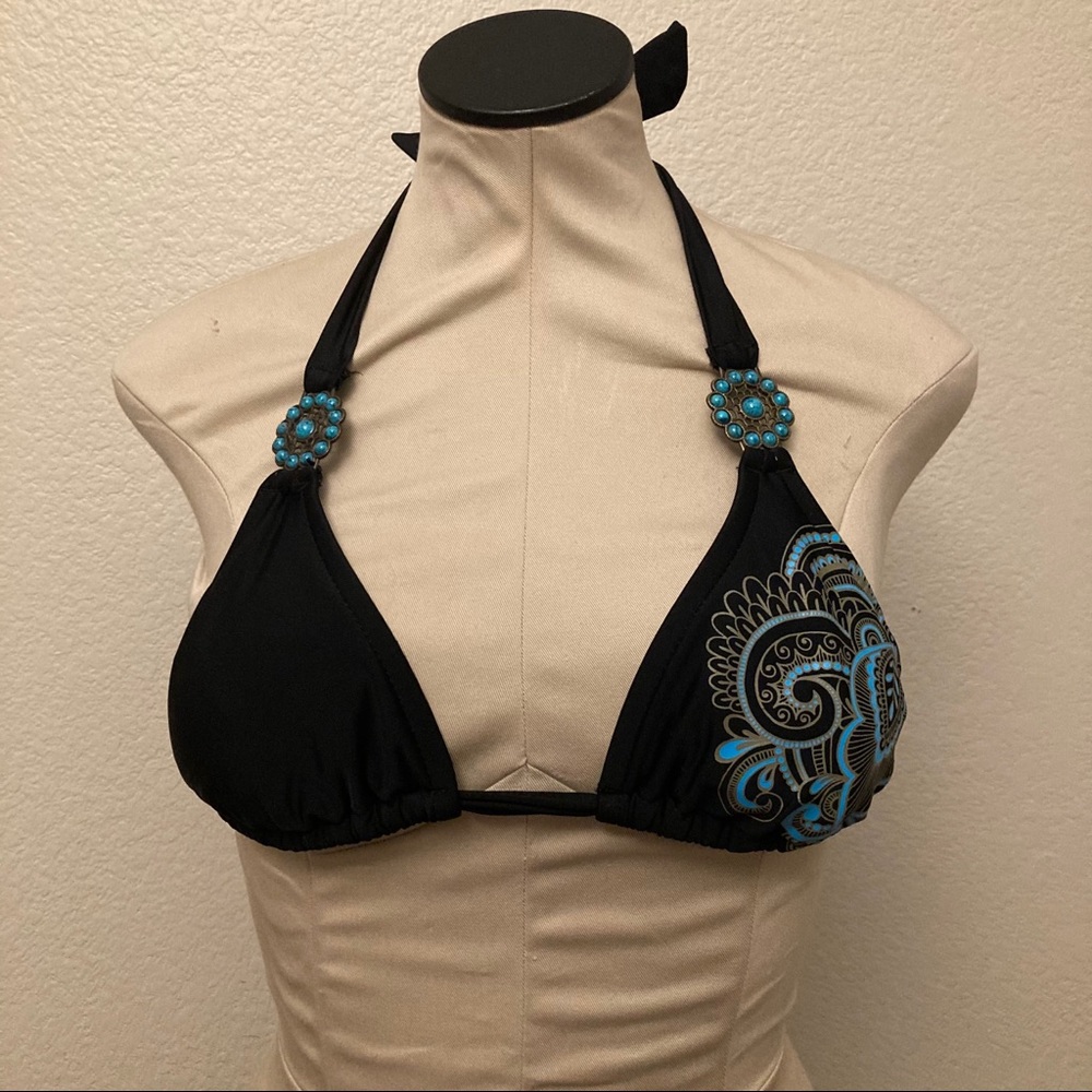 Turquoise accent bikini top